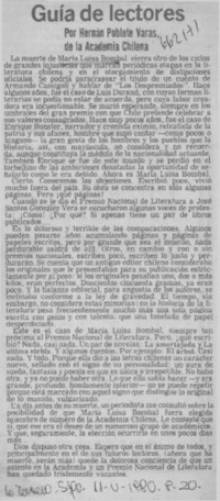 Guía de lectores  [artículo] Hernán Poblete Varas.