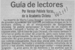 Guía de lectores  [artículo] Hernán Poblete Varas.