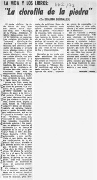 La clorofila de la piedra"  [artículo] Modesto Parera.