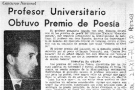 Profesor universitario obtuvo premio de poesía.  [artículo]