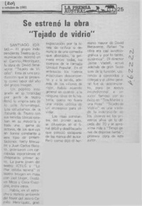 Se estrenó la obra "Tejado de vidrio".  [artículo]