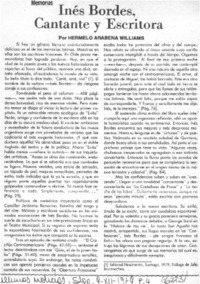 Inés Bordes cantante y escritora  [artículo] Hermelo Arabena Williams.