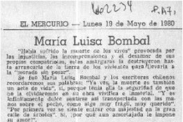 María Luisa Bombal  [artículo] Fidel Araneda Bravo.