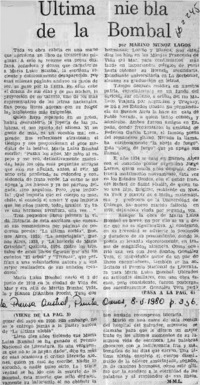 Ultima niebla de la Bombal  [artículo]