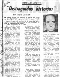 Distinguidas historias"  [artículo] Sergio Guilisasti.