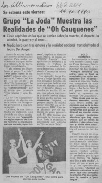 Grupo "La Joda" muestra las realidades de "Oh, Cauquenes".  [artículo]