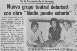 Nuevo grupo teatral debutará con obra "Nadie puede saberlo".  [artículo]