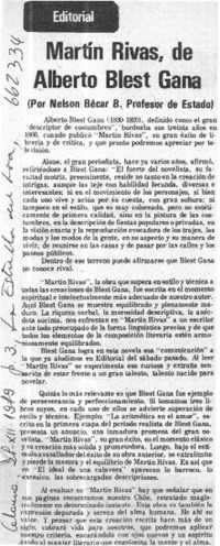 Martín Rivas, de Alberto Blest Gana.  [artículo]