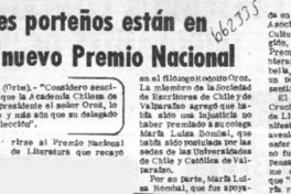 Escritores porteños están en contra de nuevo Premio Nacional.  [artículo]