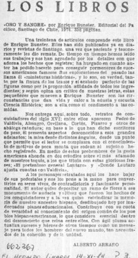 Oro y sangre  [artículo] Alberto Arraño.