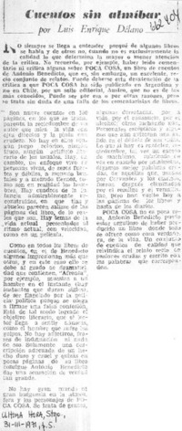 Cuentos sin almíbar  [artículo] Luis Enrique Délano.