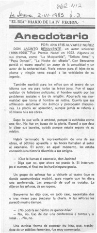 Anecdotario  [artículo] Ana Iris Alvarez Nuñez.