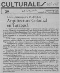 Arquitectura colonial en Tarapacá.  [artículo]