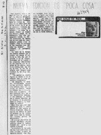 Nueva edición de "Poca cosa"  [artículo] Virginia Vidal.