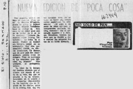 Nueva edición de "Poca cosa"  [artículo] Virginia Vidal.