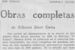 Obras completas de Alberto Blest Gana.