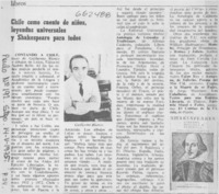 Chile como cuento de niños, leyendas universales y Shakespeare para todos.