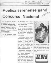 Poetisa serenense ganó concurso nacional