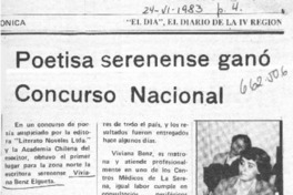 Poetisa serenense ganó concurso nacional