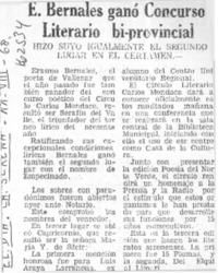 E. Bernales ganó concurso literario bi-provincial.  [artículo]