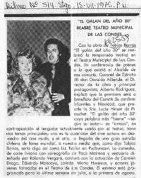 El galán del año 30" reabre teatro Municipal de las Condes.  [artículo]