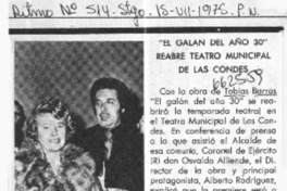 El galán del año 30" reabre teatro Municipal de las Condes.  [artículo]