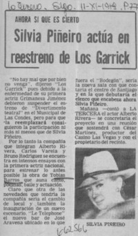 Silvia Piñeiro actúa en reestreno de Los Garrick.  [artículo]