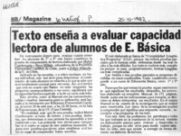 Texto enseña a evaluar capacidad lectora de alumnos de E. Básica.  [artículo]