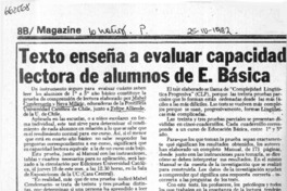 Texto enseña a evaluar capacidad lectora de alumnos de E. Básica.  [artículo]