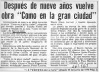 Después de nueve años vuelve obra "Como en la gran ciudad".  [artículo]