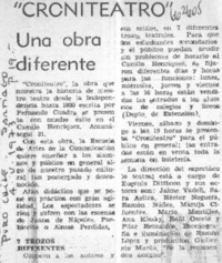 Croniteatro". Una obra diferente.  [artículo]