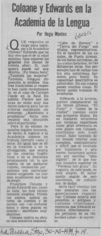 Coloane y Edwards en la académia de la lengua  [artículo]