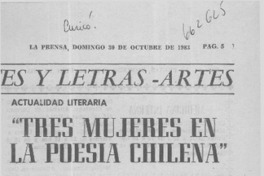 Tres mujeres en la poesía chilena"  [artículo] Matías Rafide.