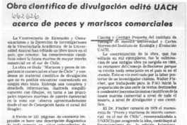 Obra científica de divulgación editó UACH acerca de peces y mariscos comerciales.  [artículo]