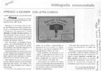 Aprendo a escribir con letra cursiva  [artículo] Cecilia Bauchat Reichardt.