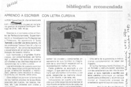 Aprendo a escribir con letra cursiva  [artículo] Cecilia Bauchat Reichardt.