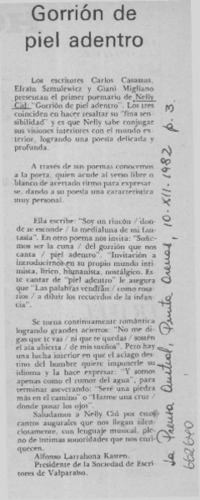 Gorrión de piel adentro  [artículo] Alfonso Larrahona Kasten.