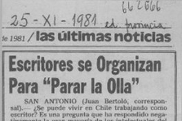 Escritores se organizan para "parar la olla".  [artículo]