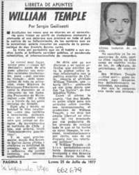 Willian Temple  [artículo] Sergio Guilisasti.