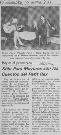 Sólo para mayores son los cuentos del Petit Rex.  [artículo]