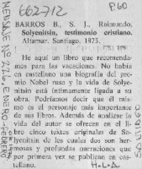 Solyenitsin, testimonio cristiano  [artículo] H.L.A.