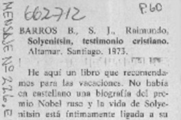 Solyenitsin, testimonio cristiano  [artículo] H.L.A.
