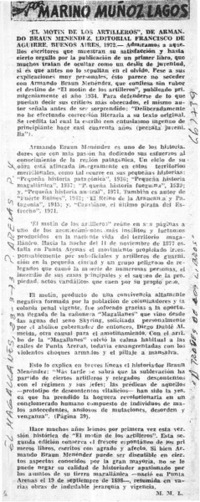 El motín de los artilleros"  [artículo] Marino Muñloz Lagos