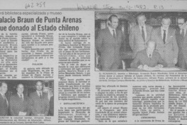 Palacio Braun de Punta Arenas fue donado al Estado chileno.  [artículo]