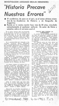 Historia precave nuestros errores".  [artículo]