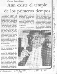 Aún existe el temple de los primeros tiempos : [entrevistas]
