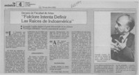 Folclore intenta definir las raíces de Indoamérica".  [artículo]