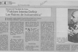 Folclore intenta definir las raíces de Indoamérica".  [artículo]