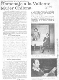Homenaje a la valiente mujer chilena  [artículo] M. Olga Delpiano.