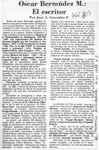 Oscar Bermúdez M., el escritor  [artículo] José A. González P.